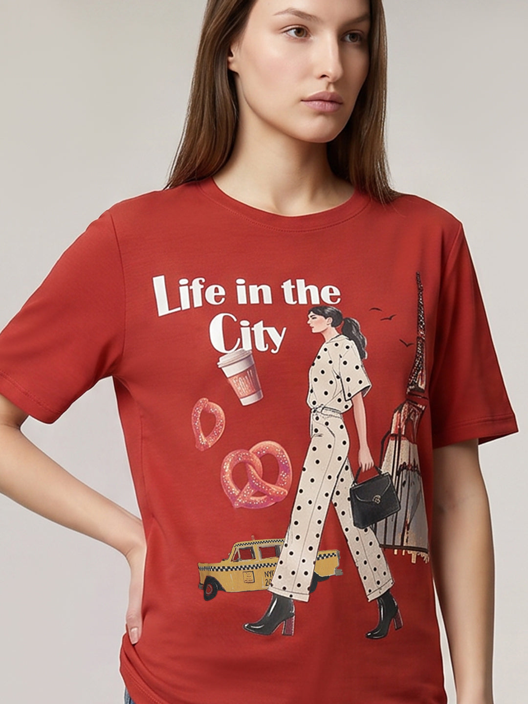 Rust Printed Cotton T-shirt