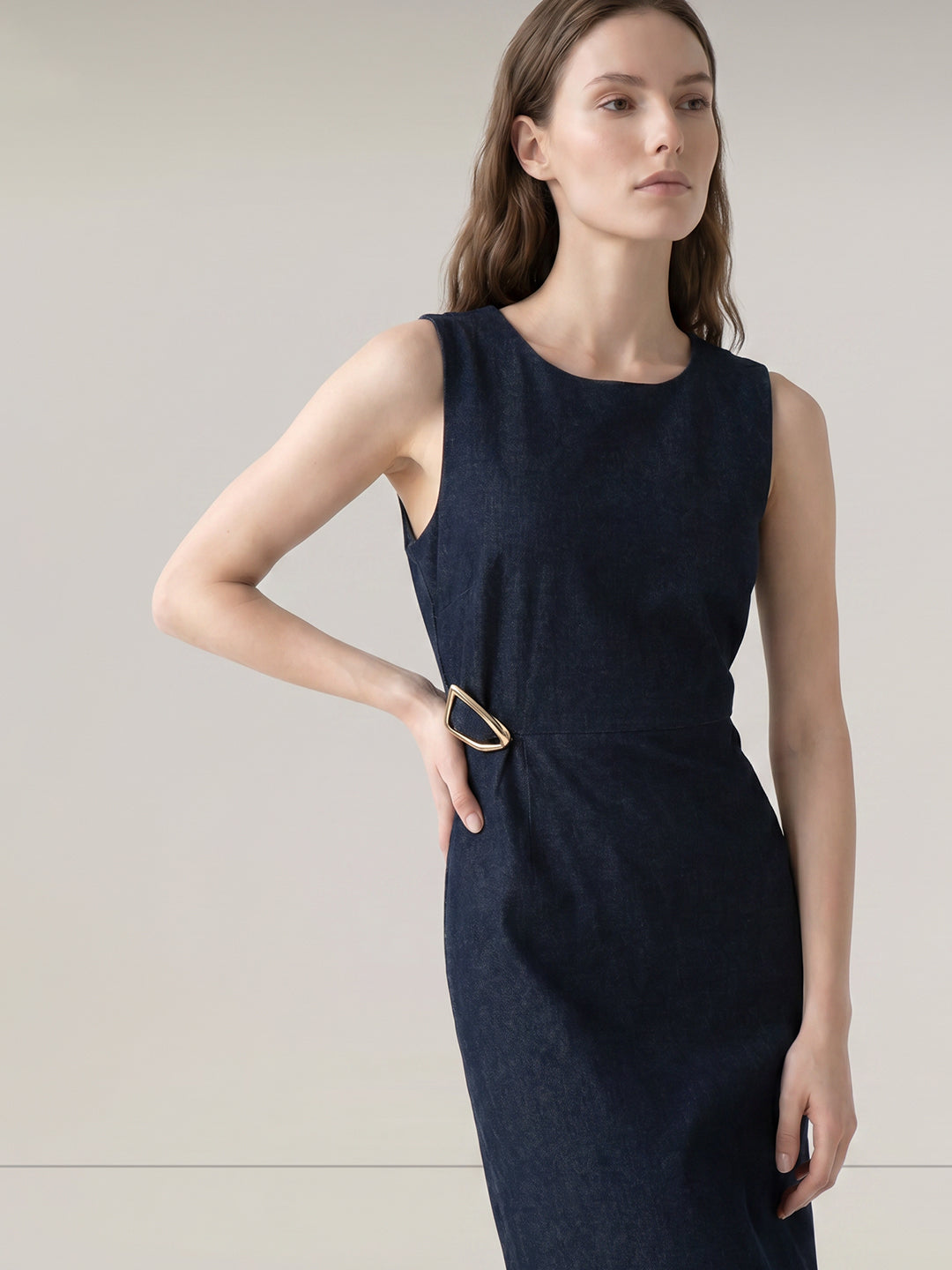 Sleeveless Midi Denim Dress