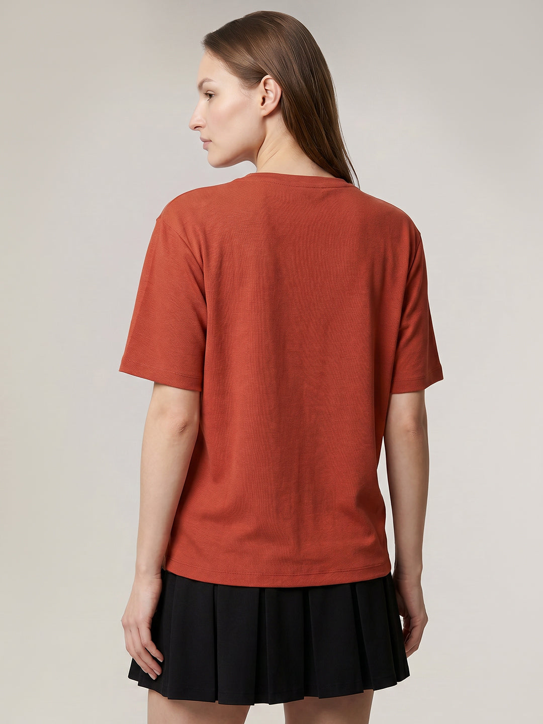 Rust Printed Cotton T-shirt