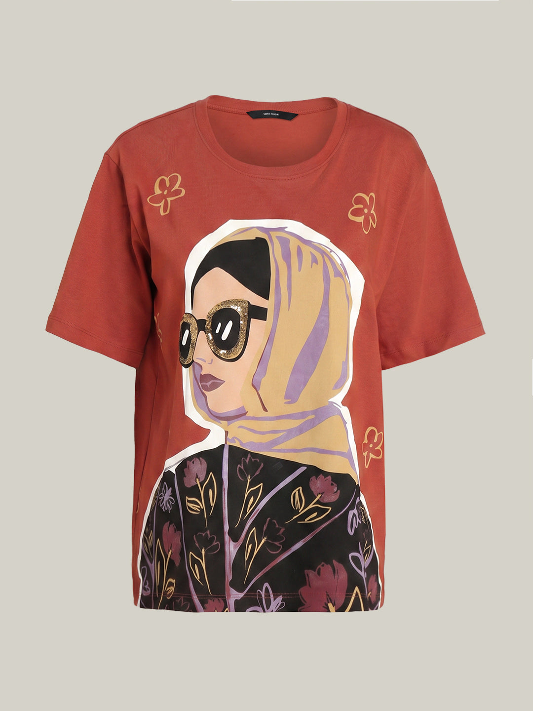 Rust Printed Cotton T-shirt
