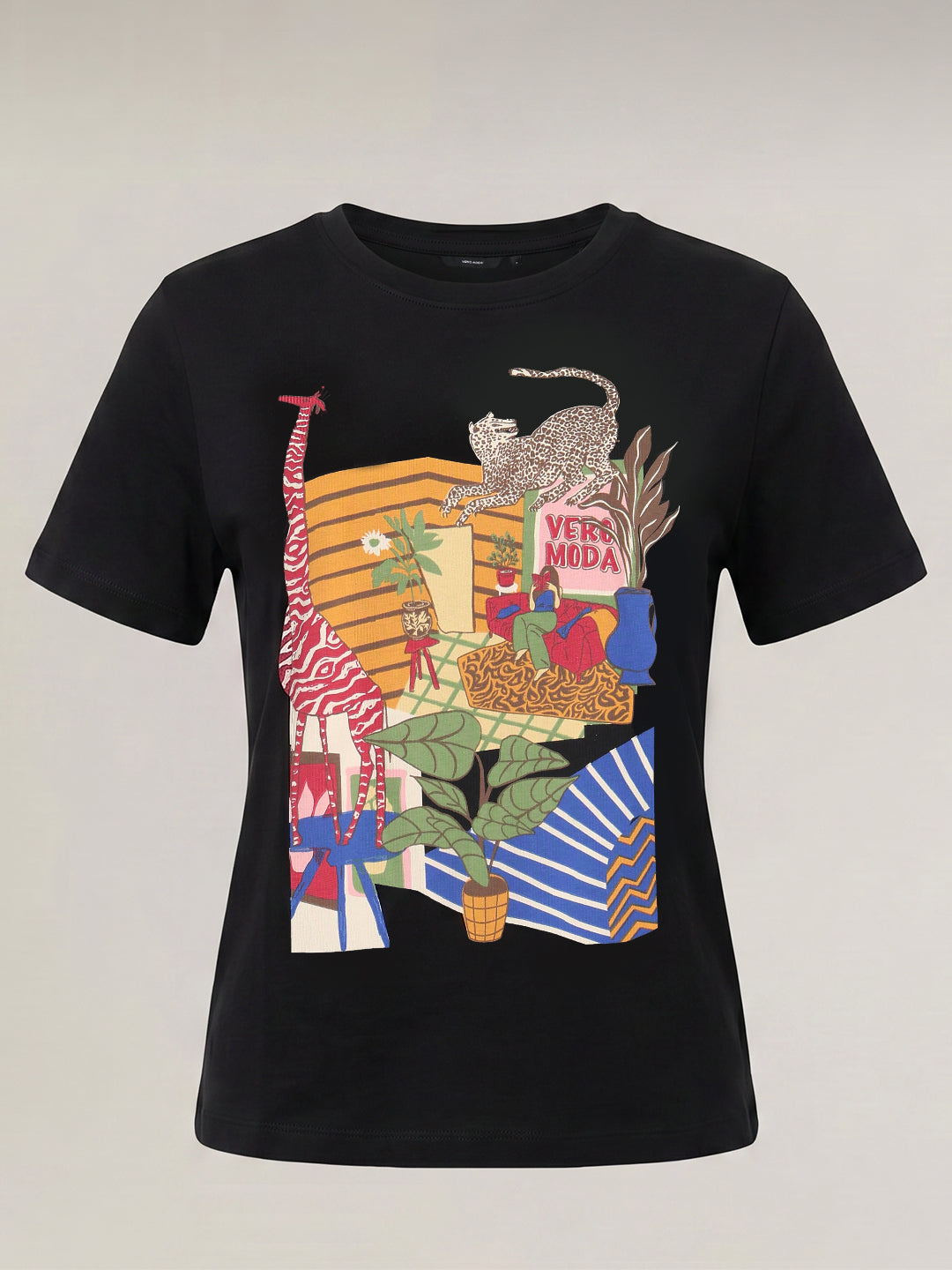 Black Illustrated Graphic T-shirt