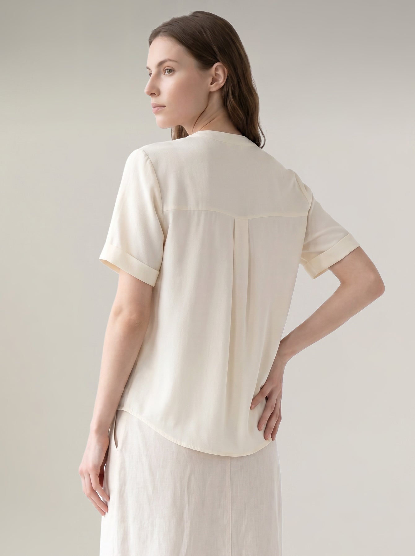 Off-White Split V Neck Top