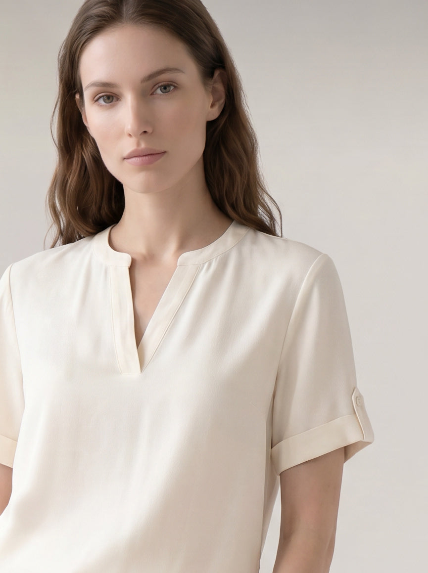 Off-White Split V Neck Top