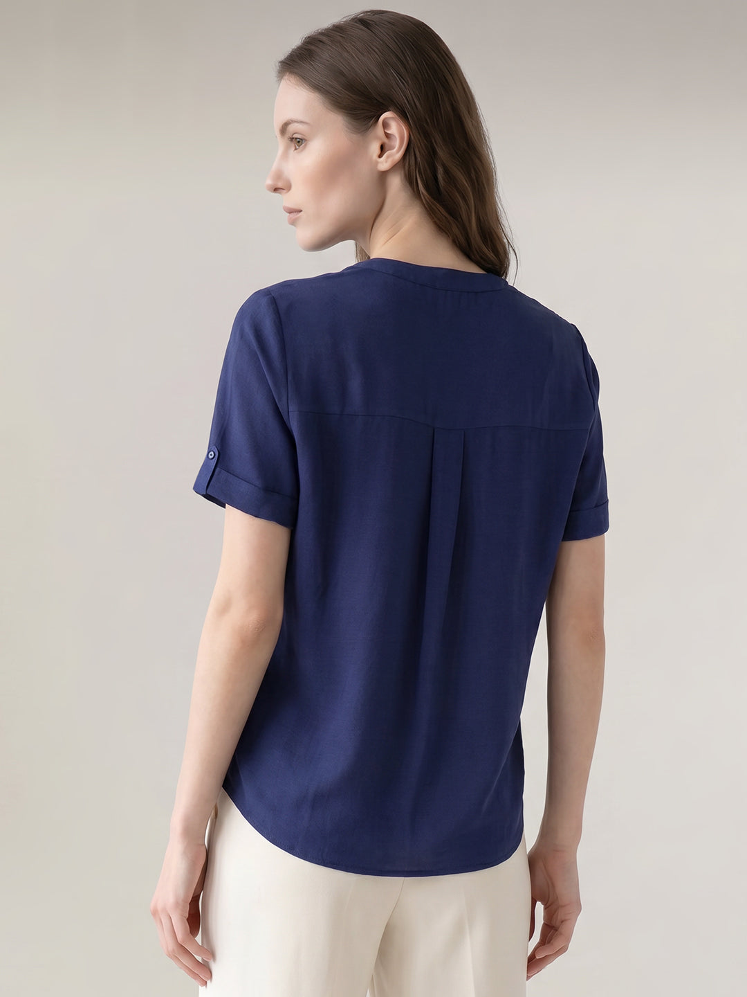 Navy Blue V-Neck Top