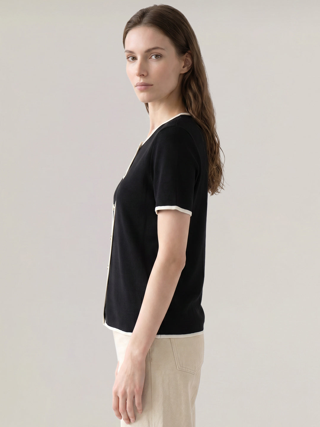 Black Cotton Knit Top