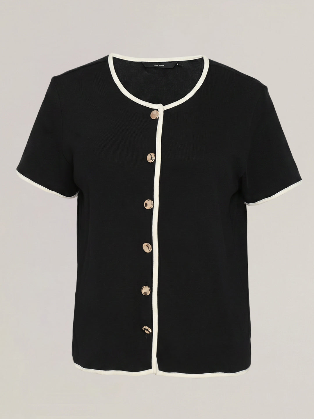 Black Cotton Knit Top