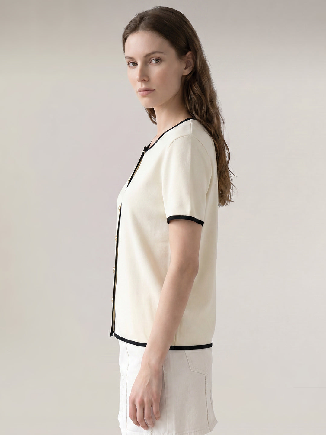Ecru Cotton Knit Top