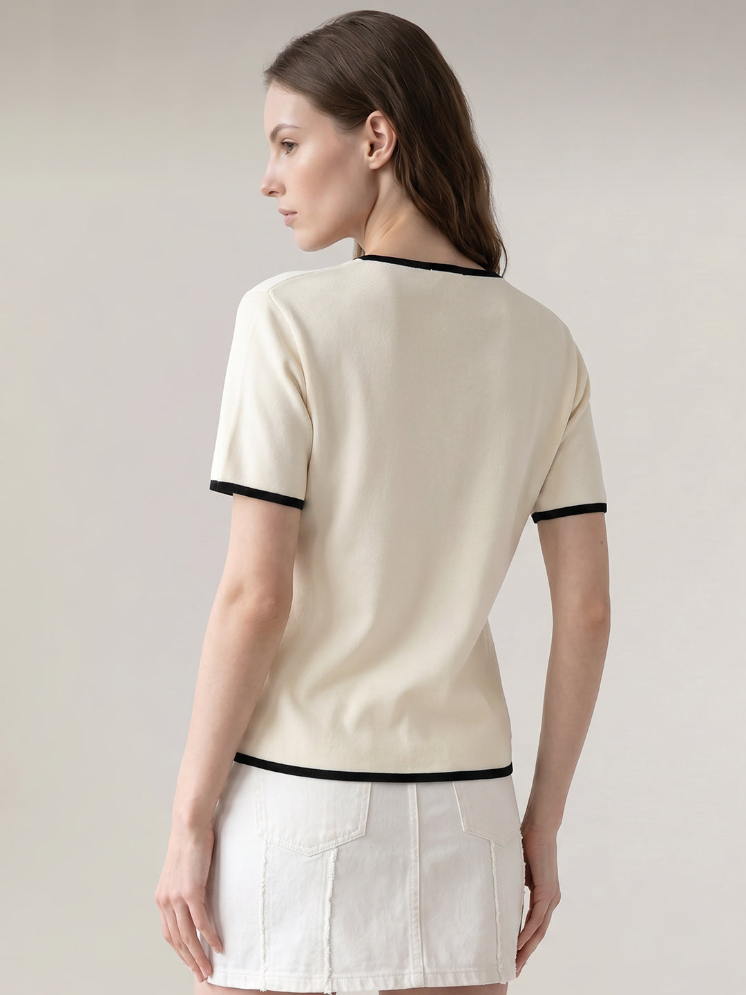 Ecru Cotton Knit Top