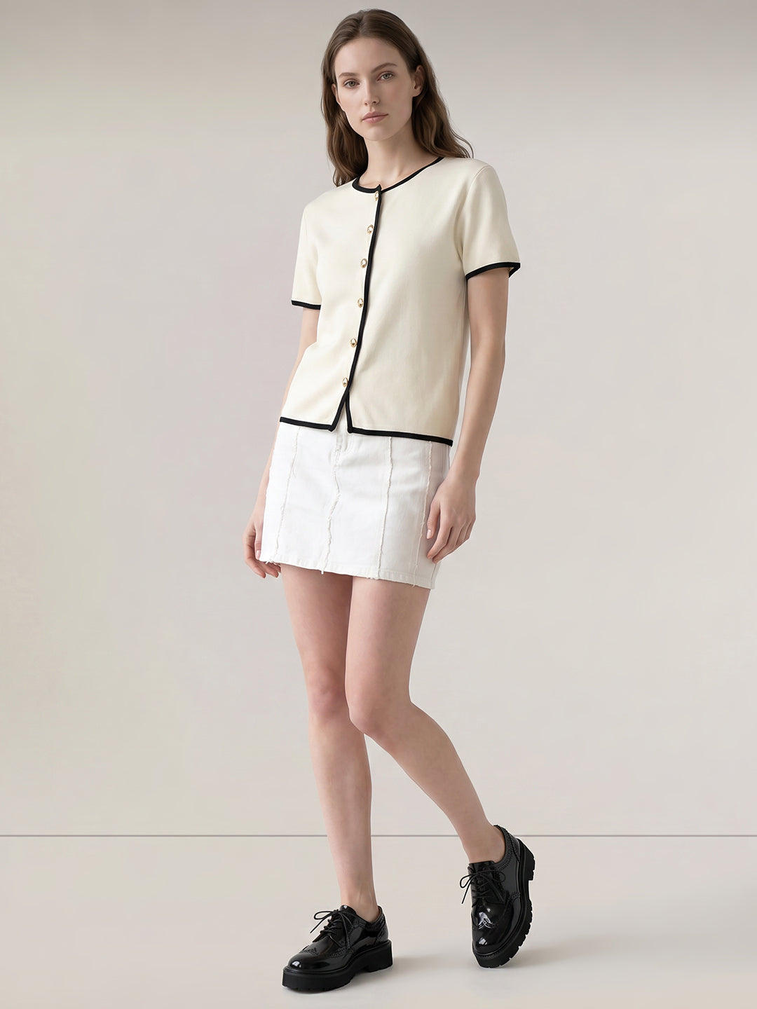 Ecru Cotton Knit Top