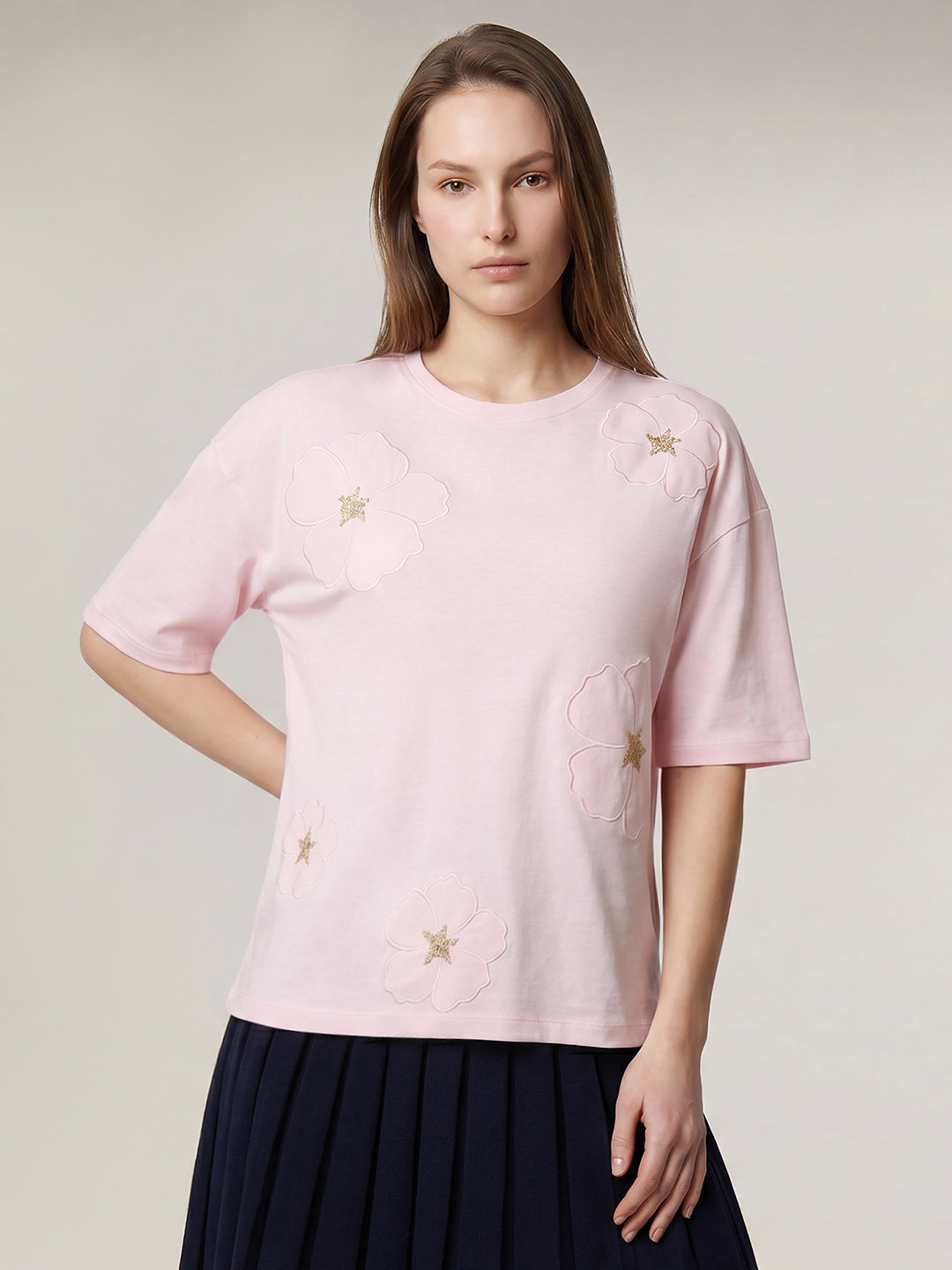 Floral Appliqué T-Shirt
