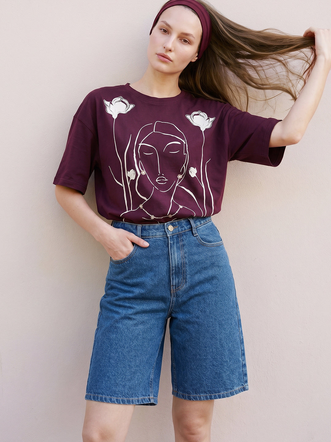 Dark Purple Printed T-shirt