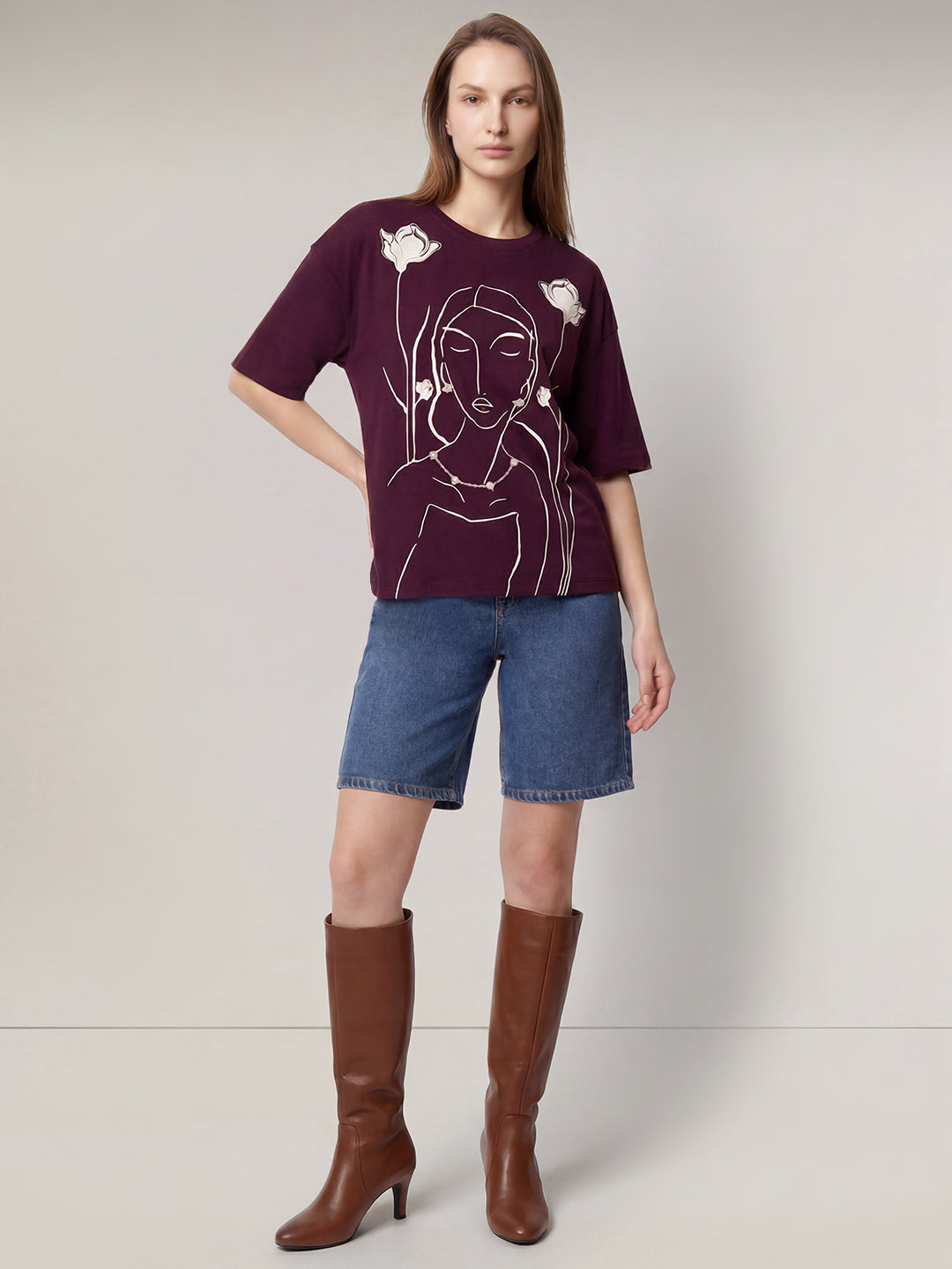 Dark Purple Printed T-shirt