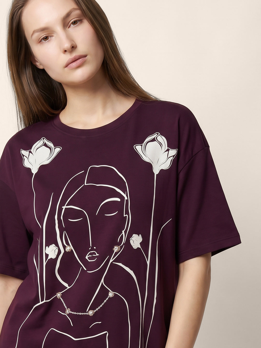 Dark Purple Printed T-shirt