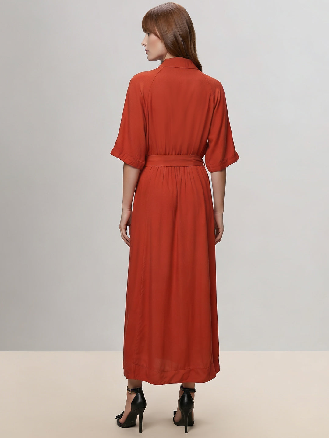 Rust Viscose Shirt Dress