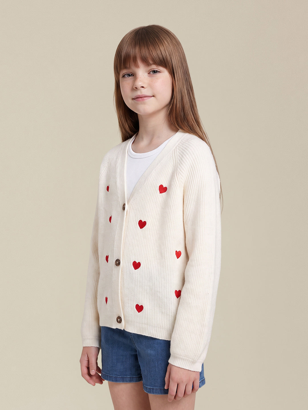 GIRLS White Printed Cardigan