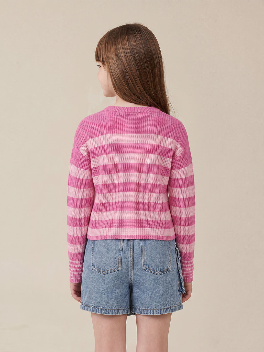 GIRLS Pink Striped Knit Pullover
