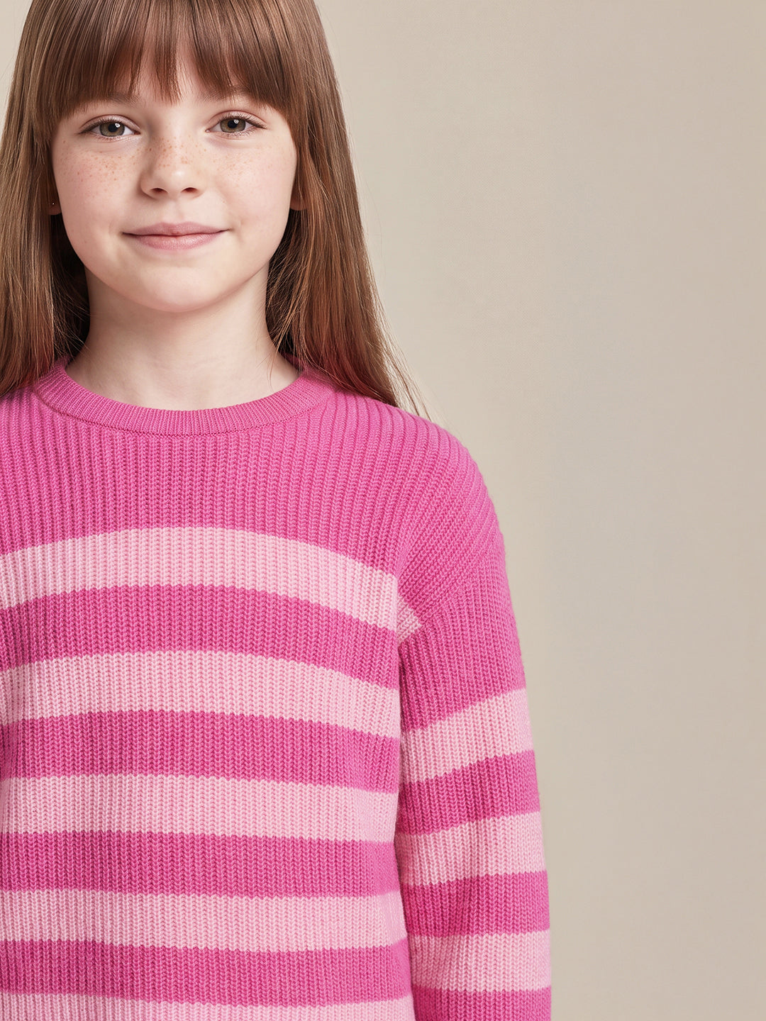 GIRLS Pink Striped Knit Pullover