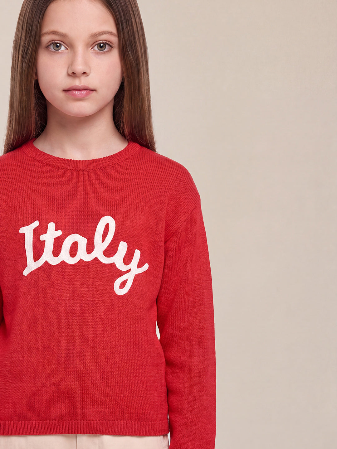 GIRLS Red Printed Pullover