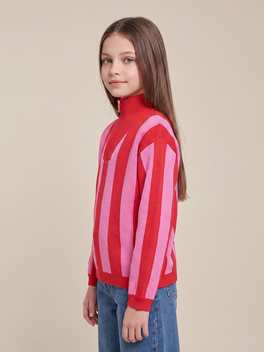 GIRLS Colourblocked High Neck Pullover