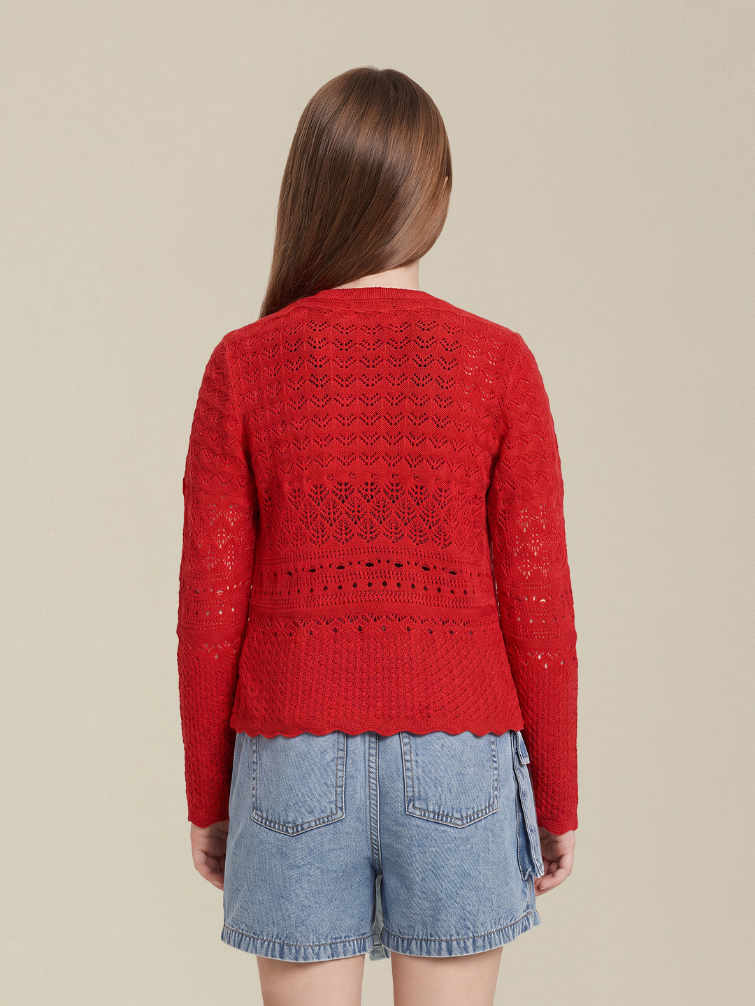 GIRLS Pointelle Knit Pullover