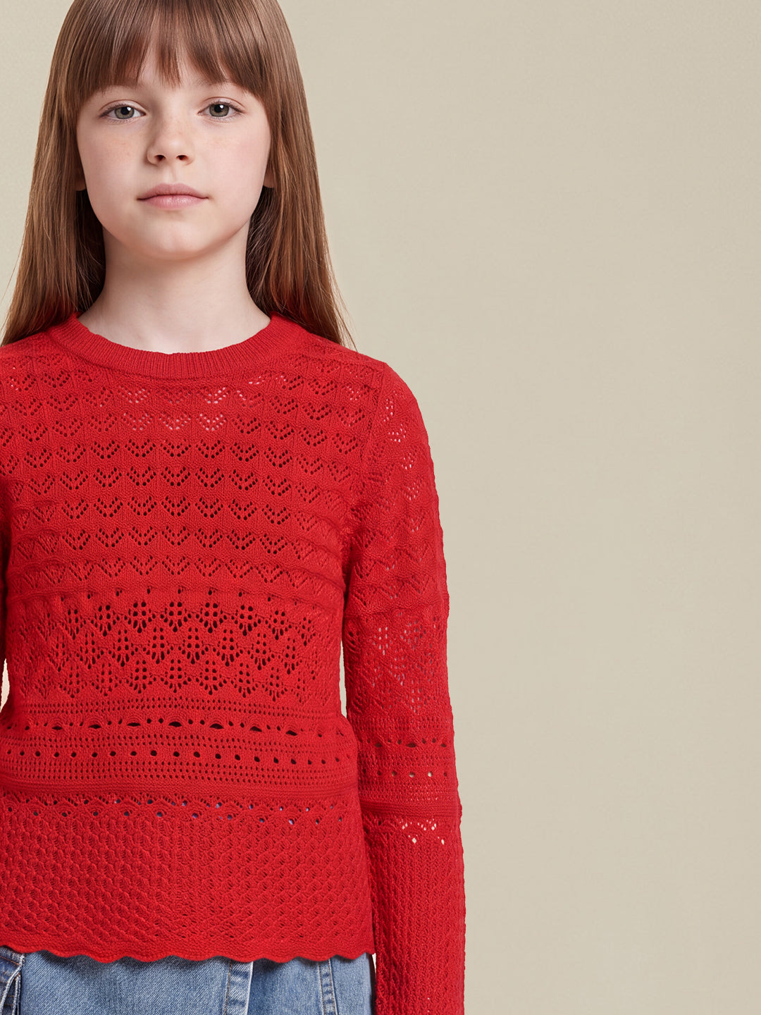 GIRLS Pointelle Knit Pullover