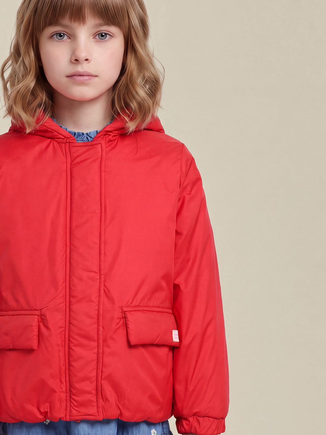 GIRLS Red Hooded Jacket