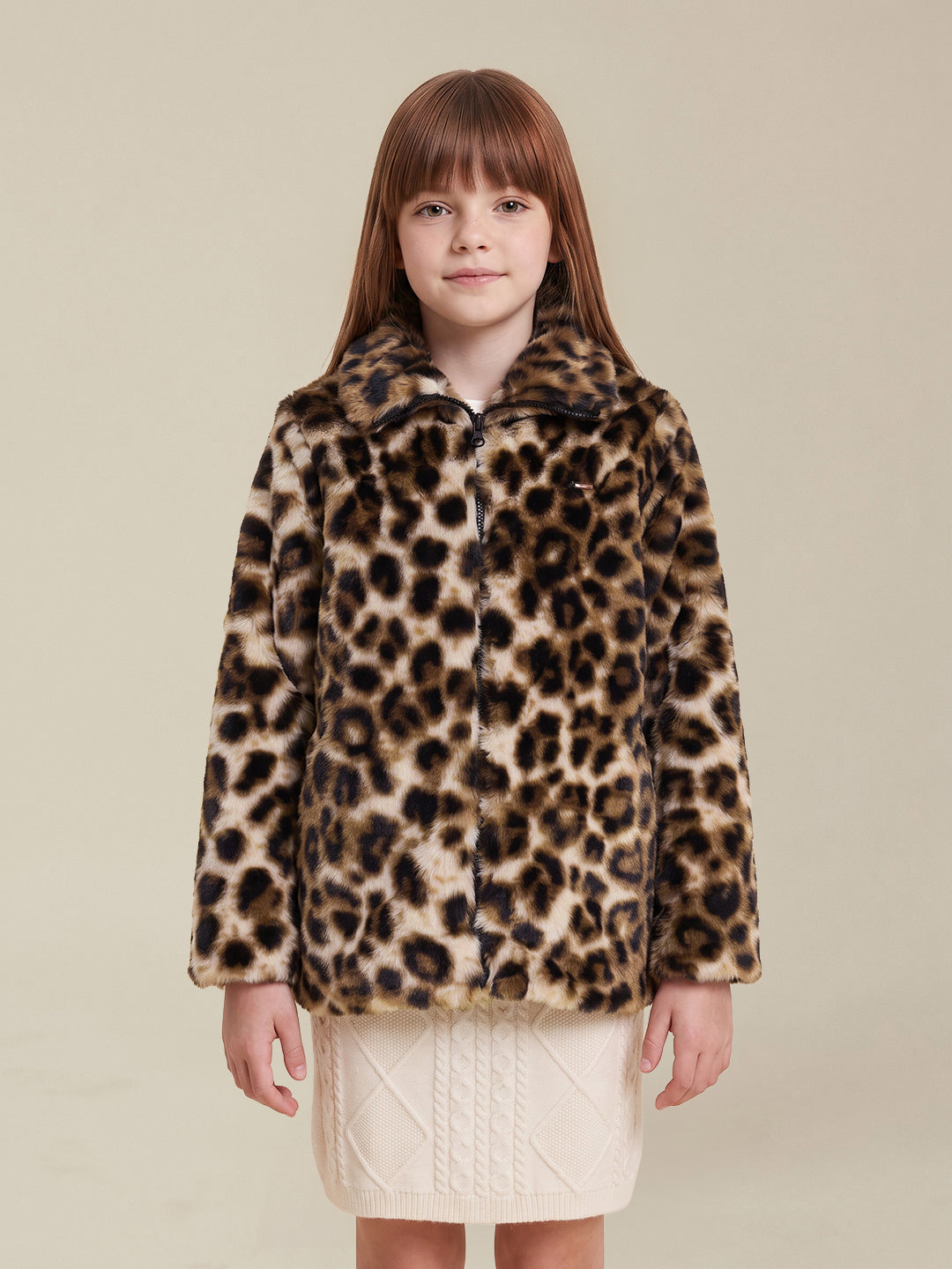 GIRLS Brown Animal Print Jacket