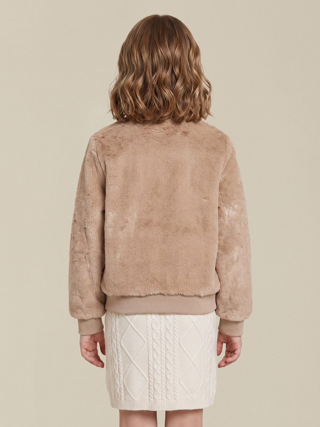 GIRLS Beige Faux Fur Jacket