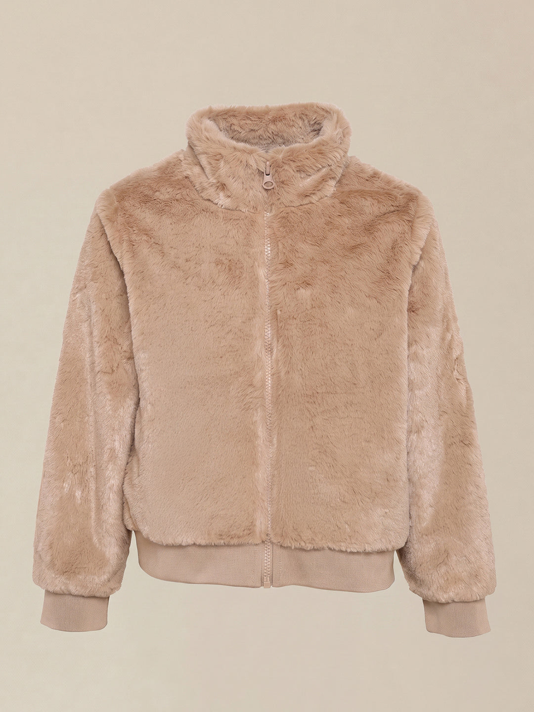 GIRLS Beige Faux Fur Jacket