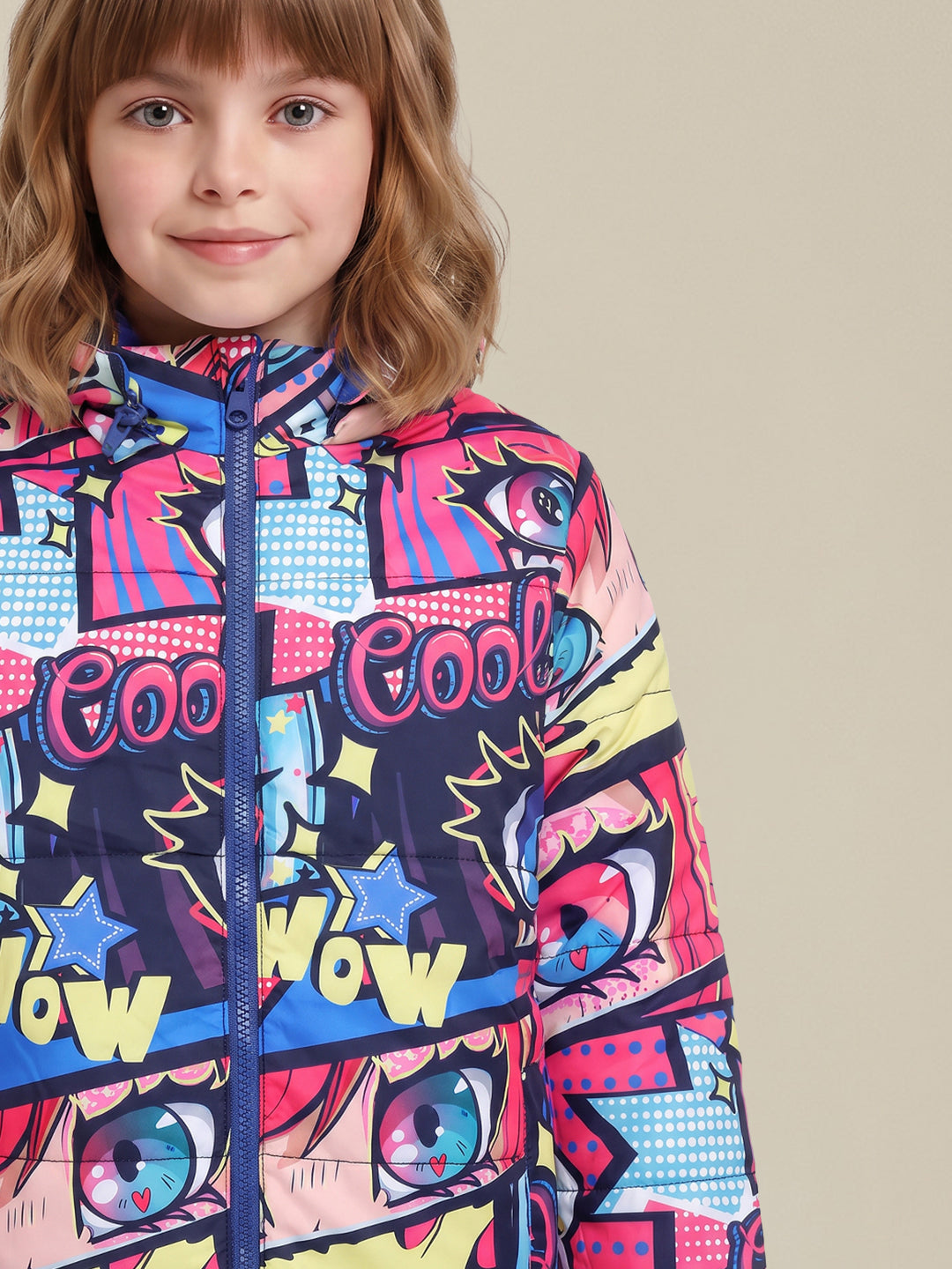 GIRLS Printed Hooded Puffer Jacket