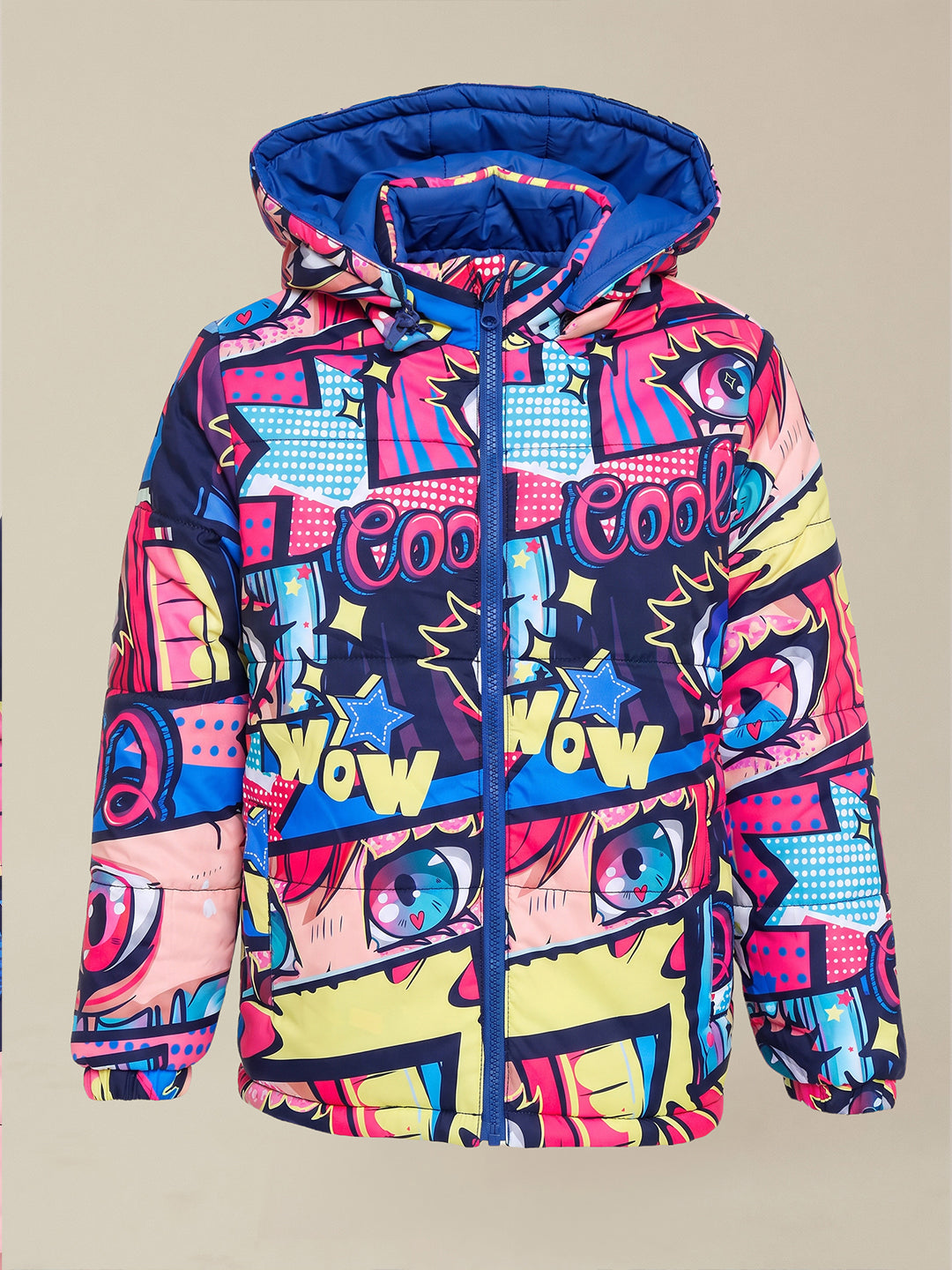 GIRLS Printed Hooded Puffer Jacket
