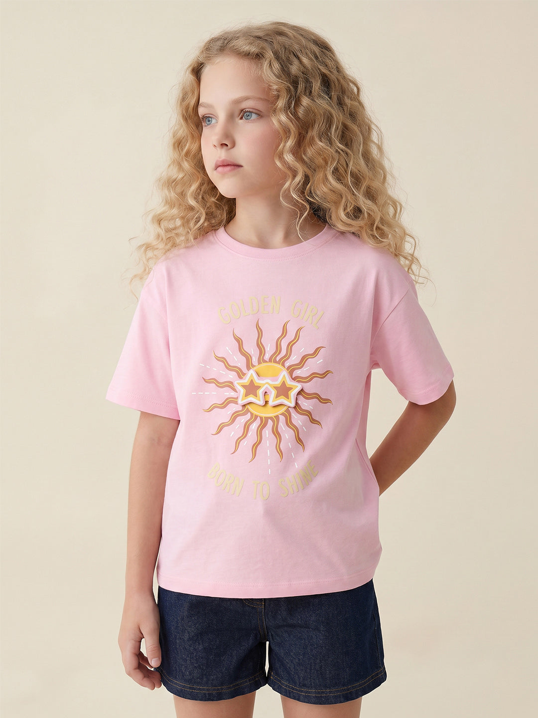 GIRLS Pink Printed T-shirt