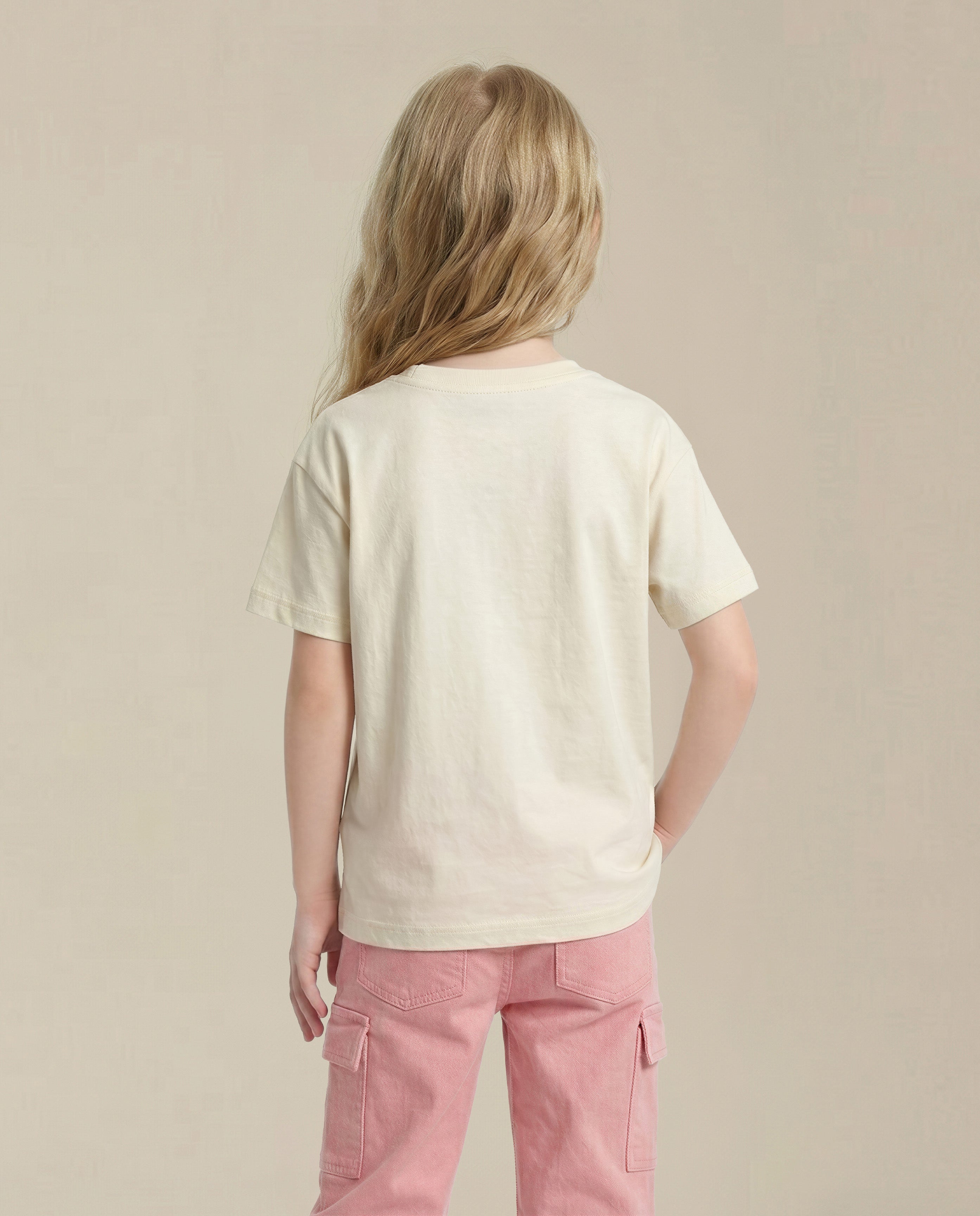 GIRLS Ecru Printed T-shirt