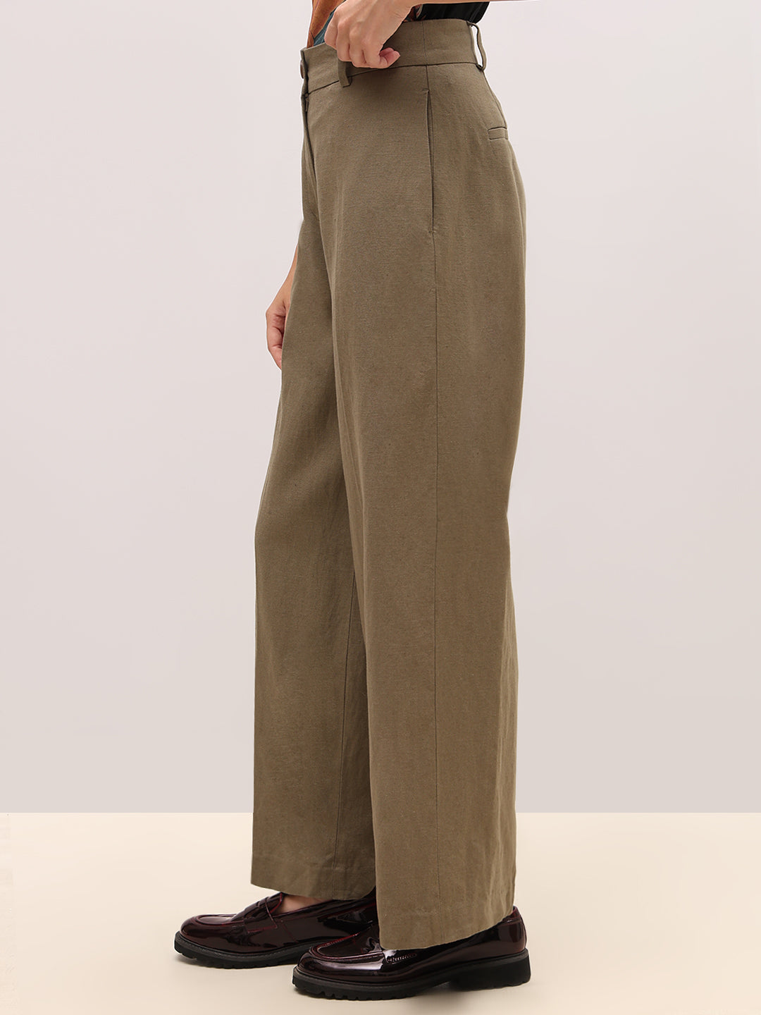 Olive High Rise Wide Leg Pants