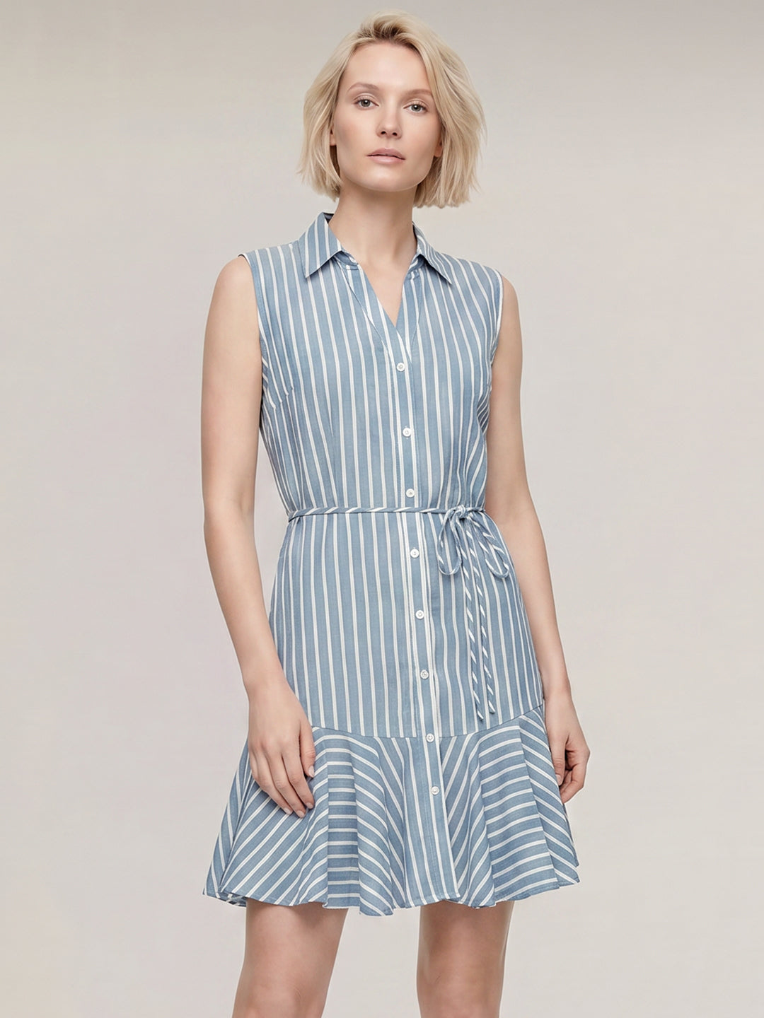 Blue Striped Shirt Dress