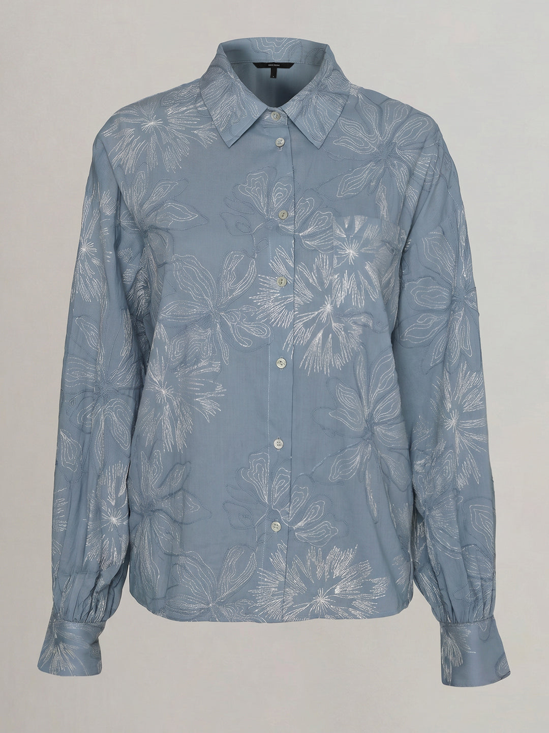 Blue Floral Cotton Regular Fit Shirt