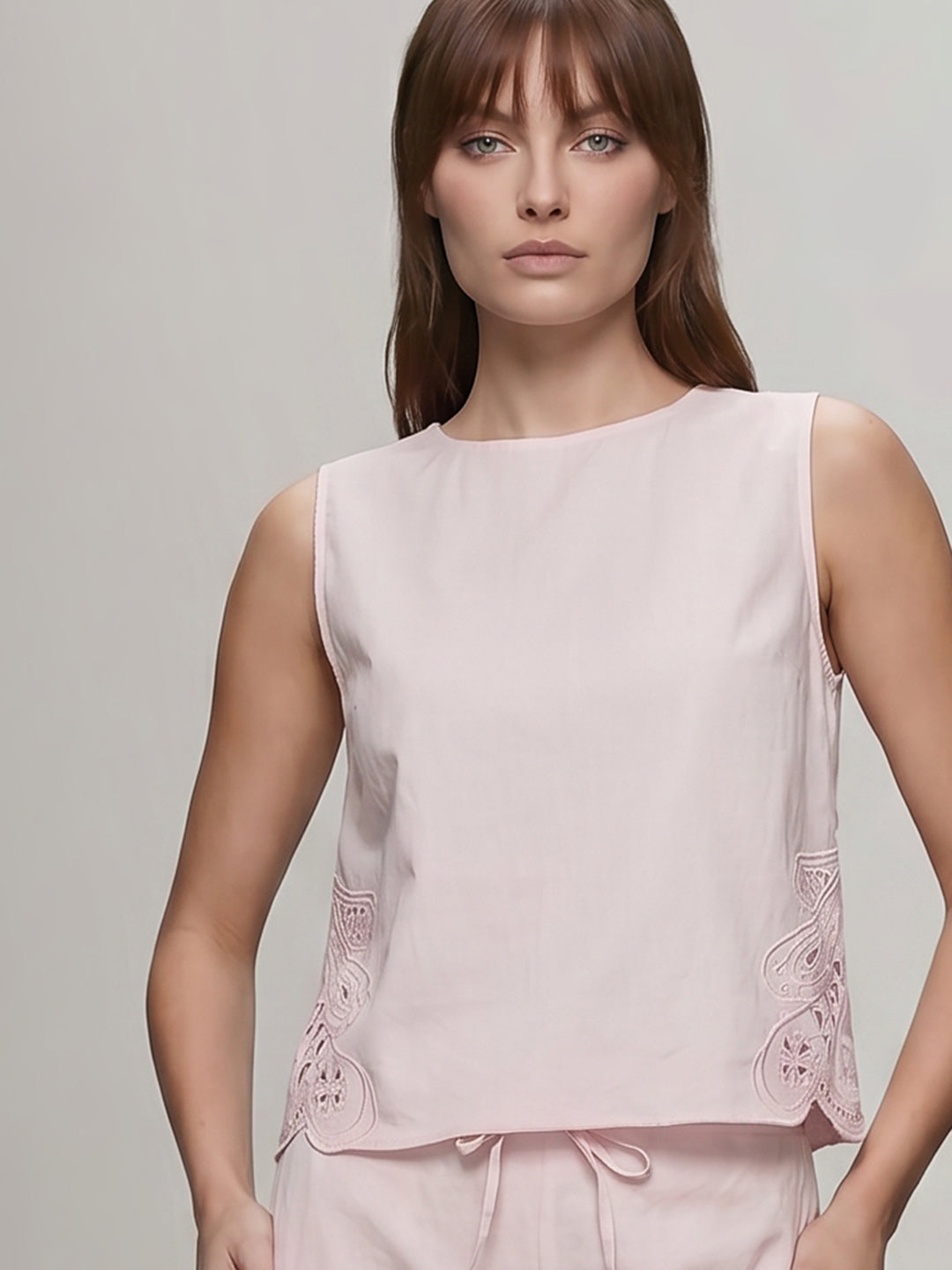 Pink Cut-Work Oversized Top