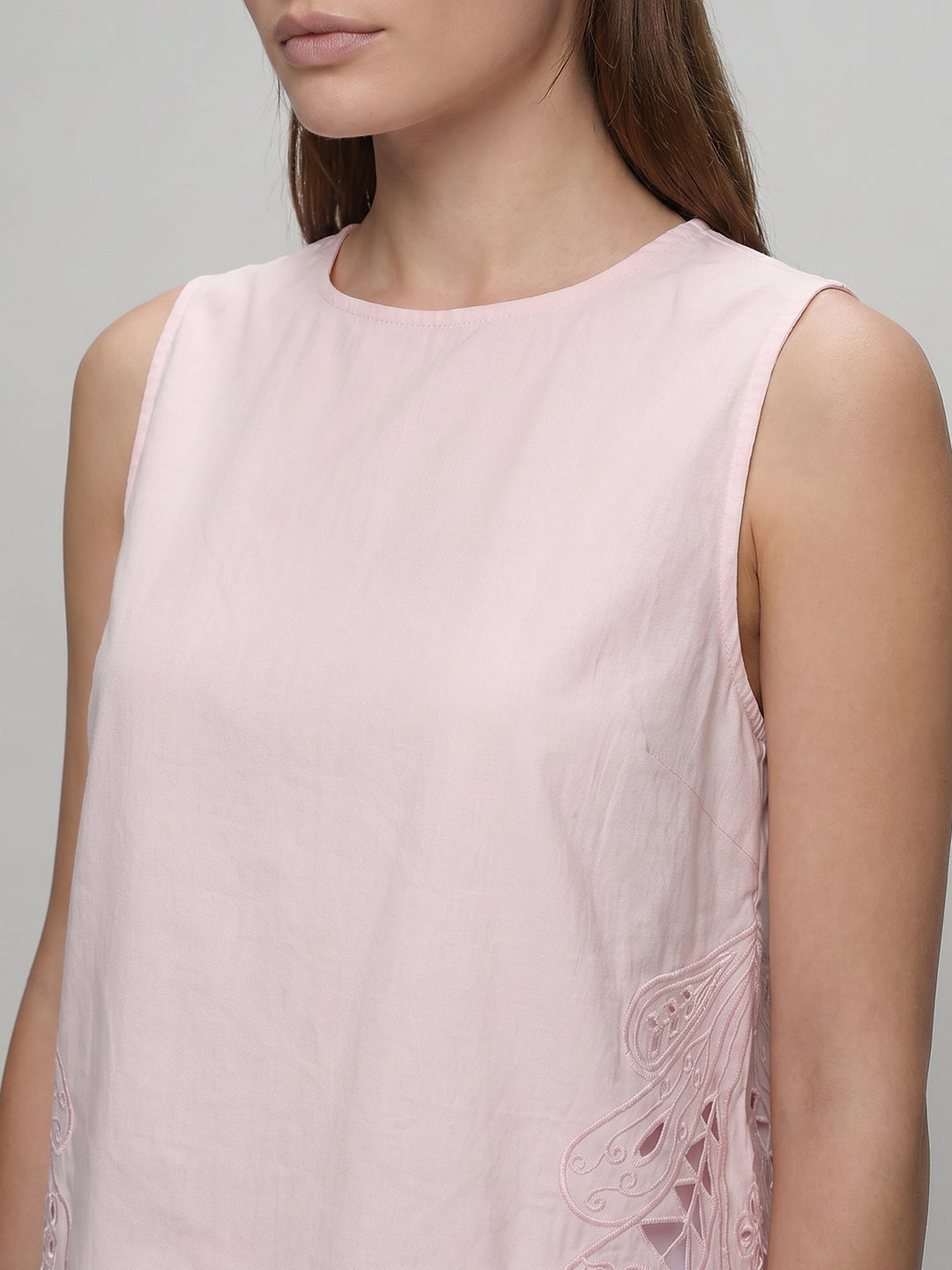 Pink Cut-Work Oversized Top