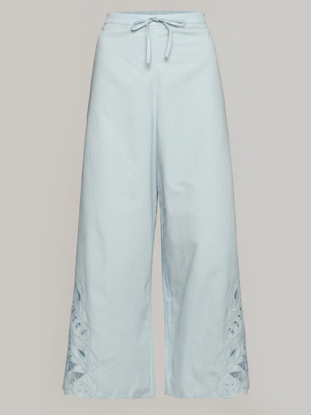 Blue Cut-Work Cotton Pants