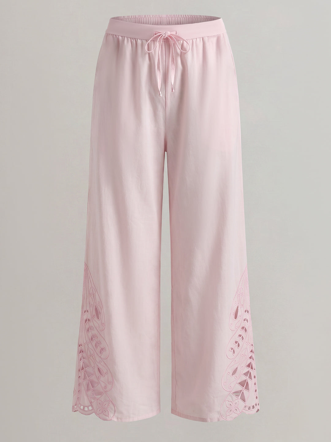 Pink Cut-Work Cotton Pants