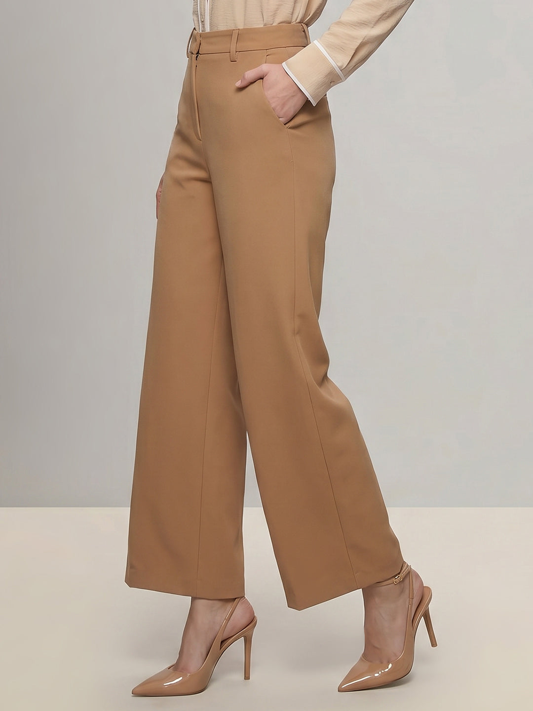 Brown Straight Fit Tailored Pants