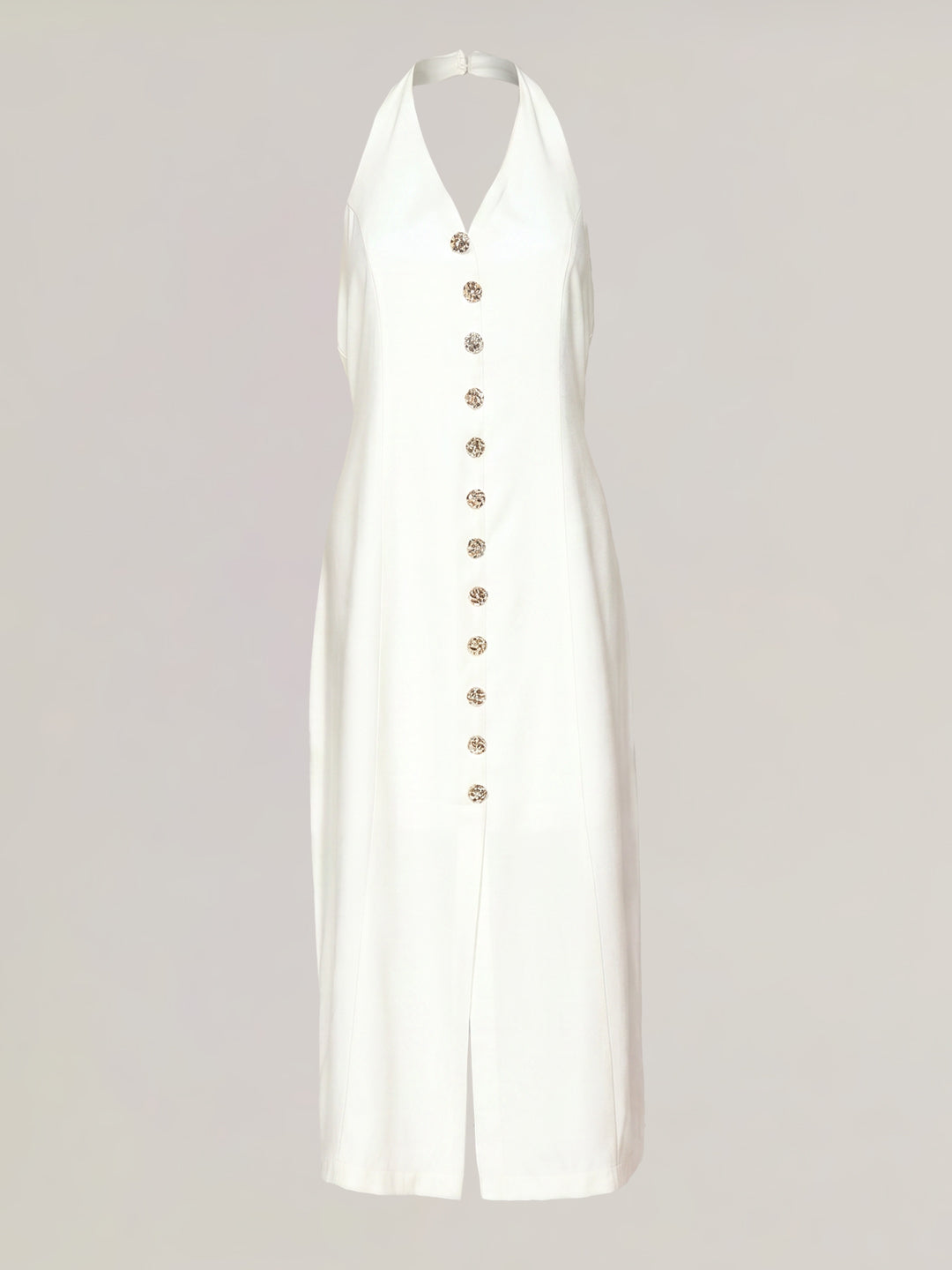 White Halter Neck Dress