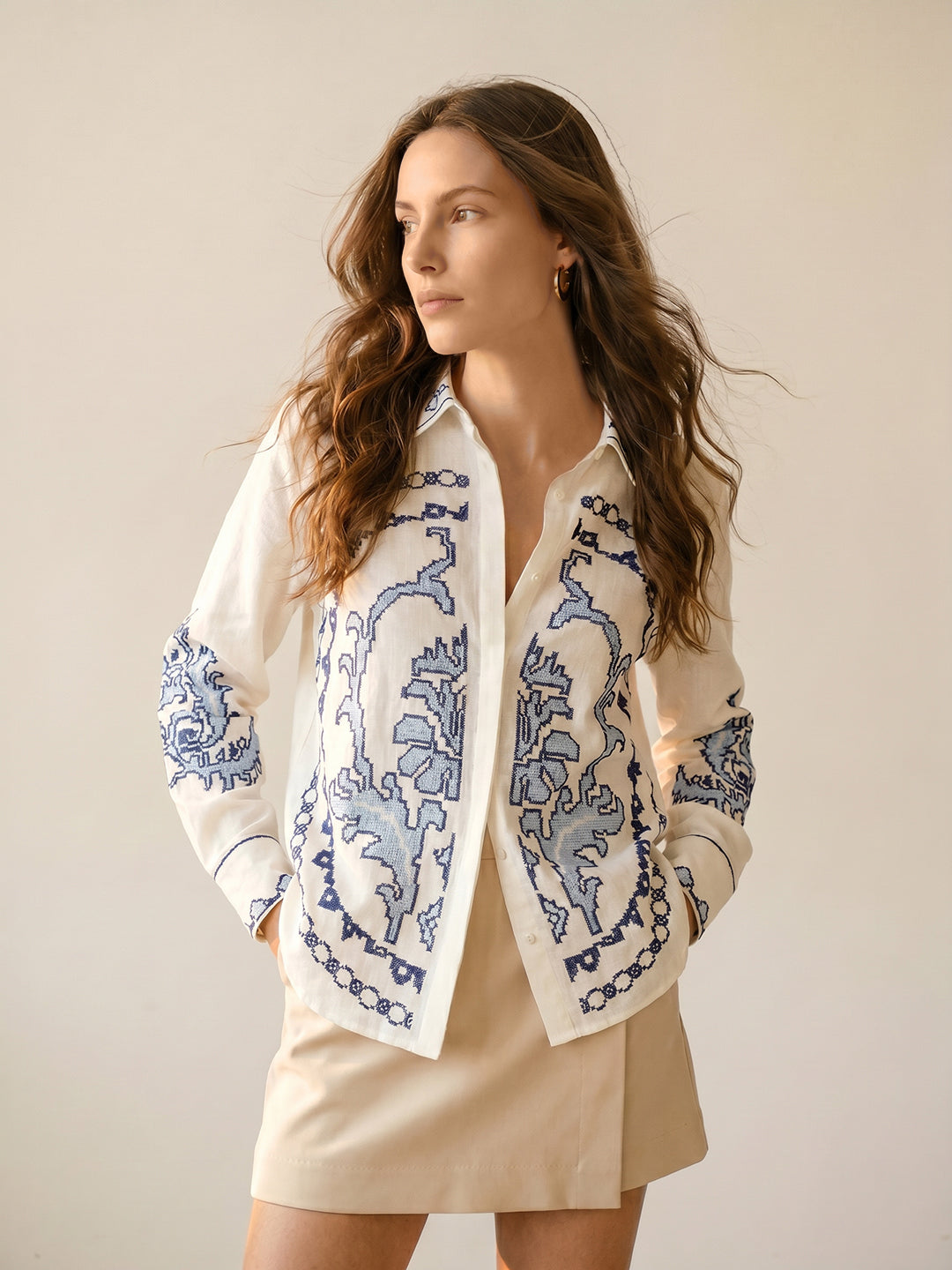 White Embroidered Shirt