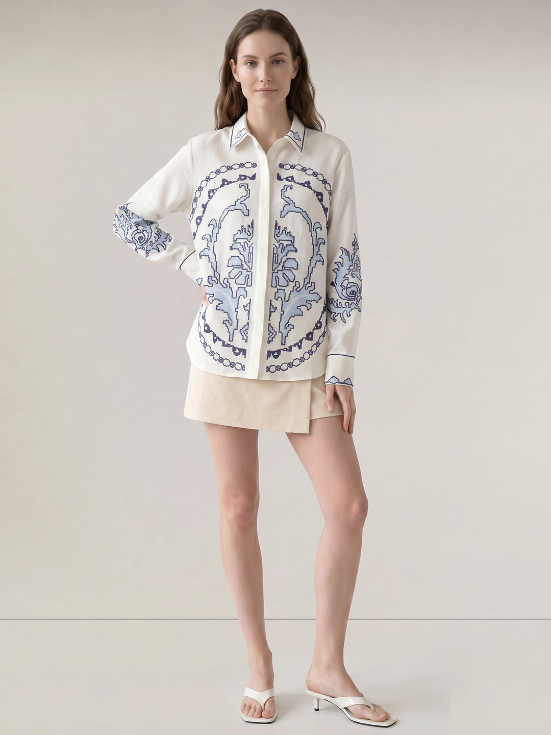 White Embroidered Shirt