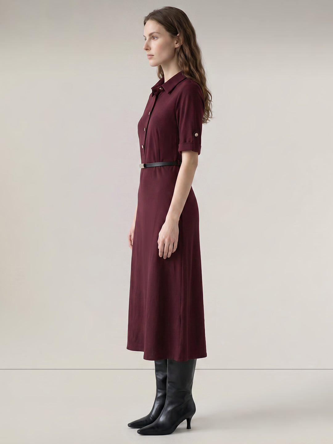 Burgundy Shirt Dress