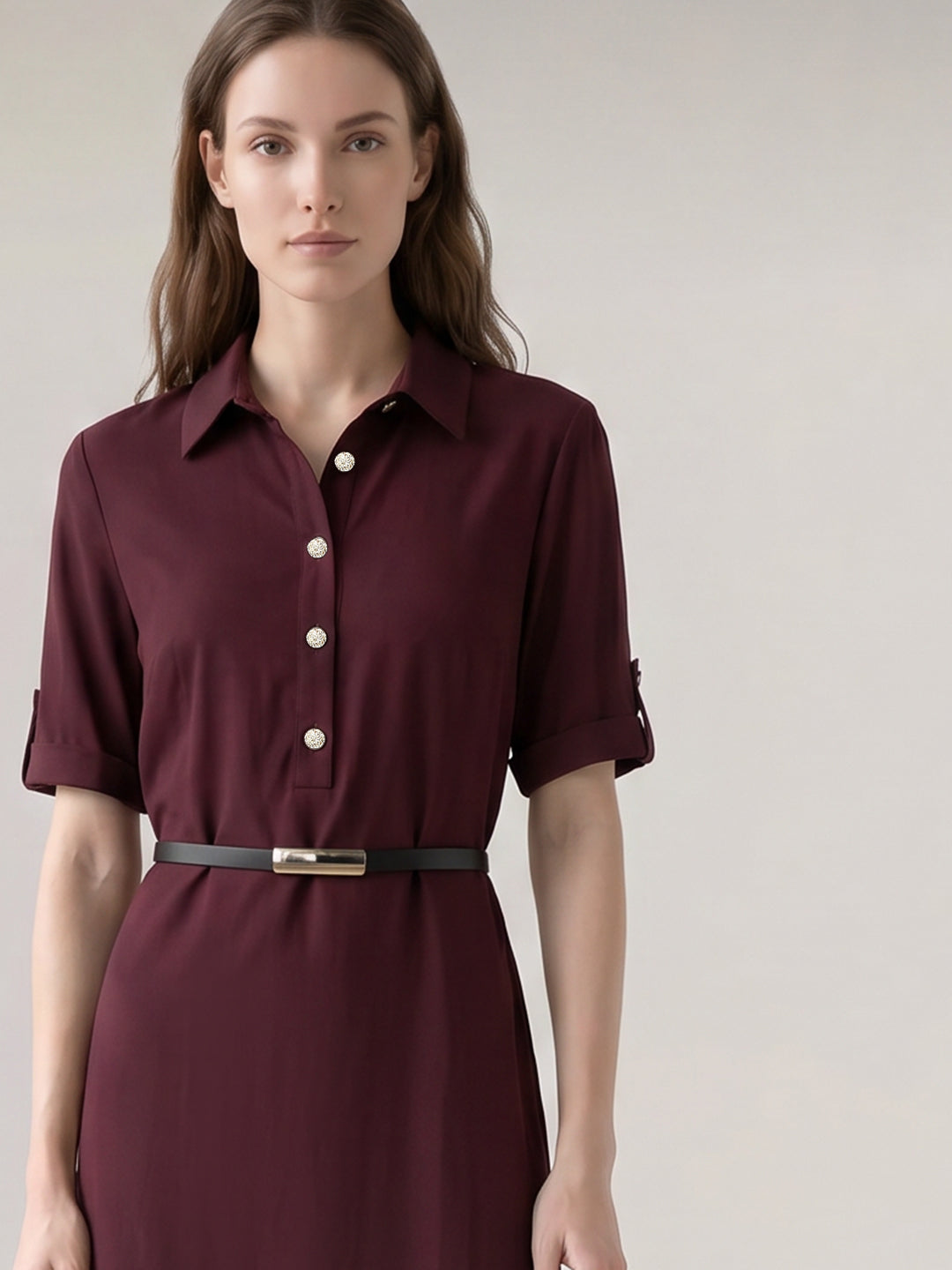 Burgundy Shirt Dress