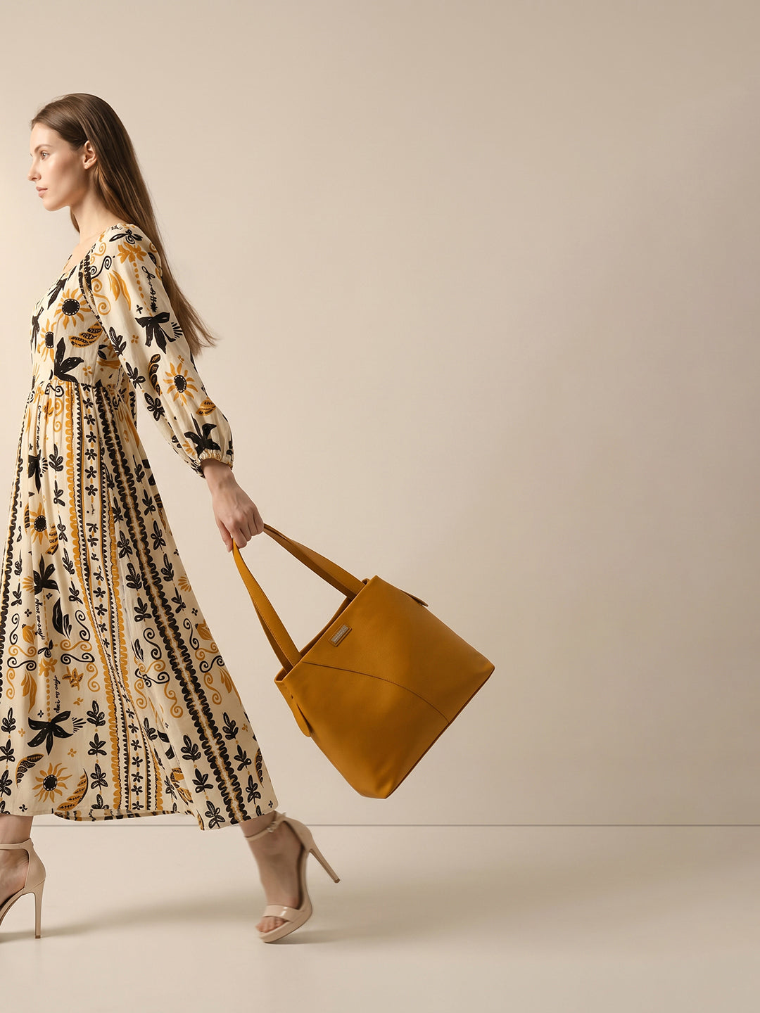 Multi-Colour Printed Midi Dress
