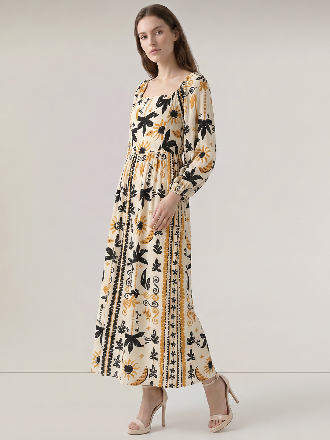 Multi-Colour Printed Midi Dress