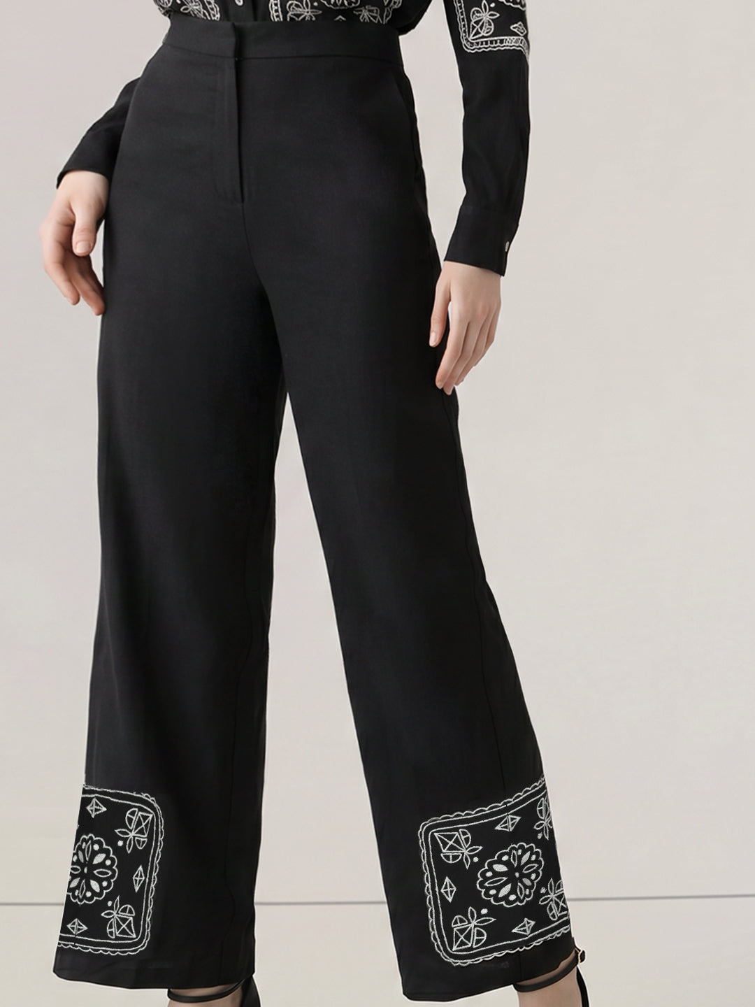 Black Linen Blend Pants