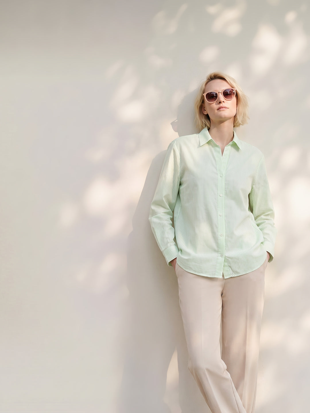 Green Striped Cotton Shirt